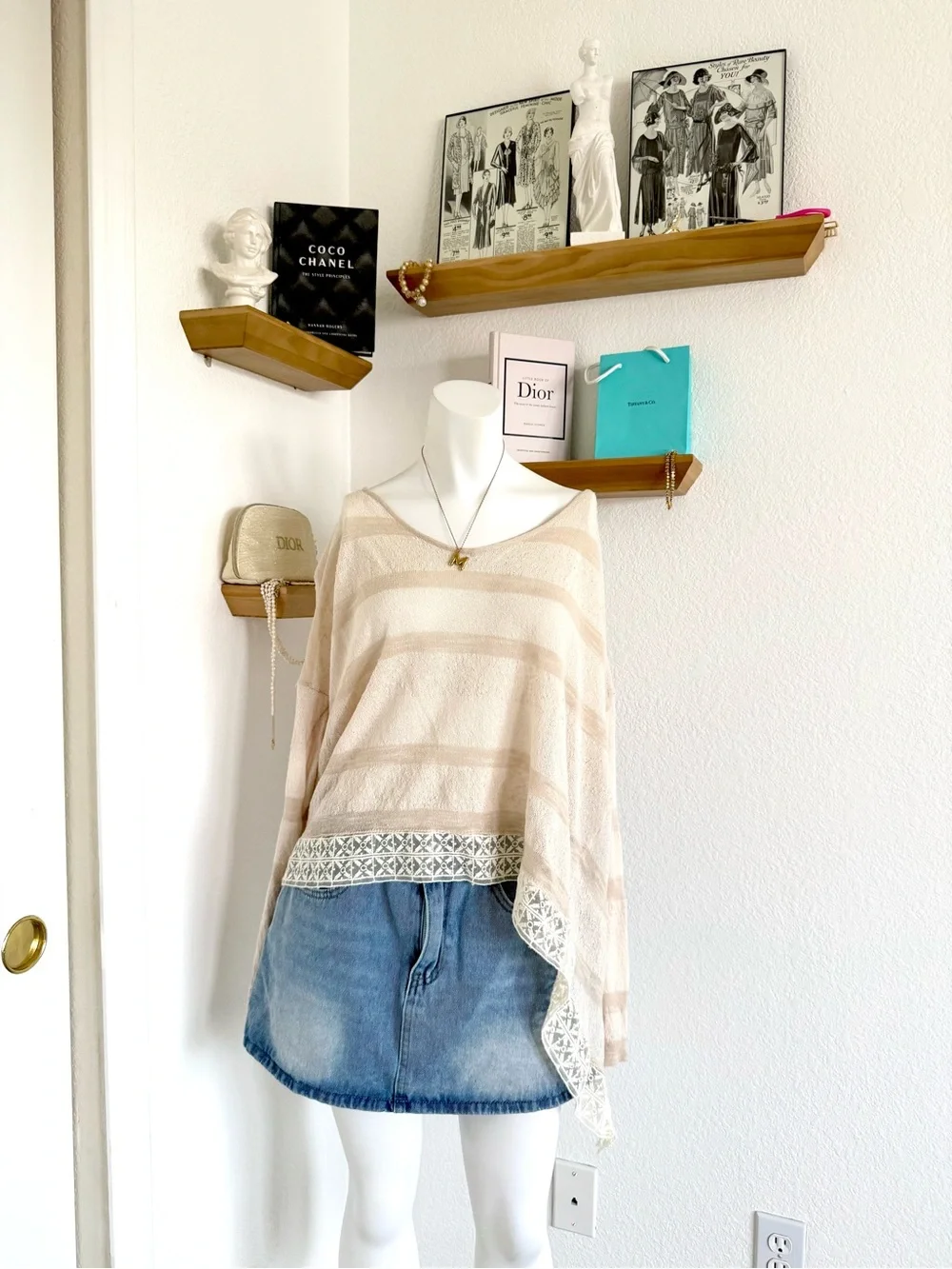 Free People Pebble Dash Top Tan & Cream SIZE L